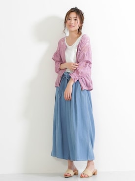 「アイテム（ブルゾン、パープル系）」を使った、SocialGIRLさん（レディース・167cm）の夏コーディネート