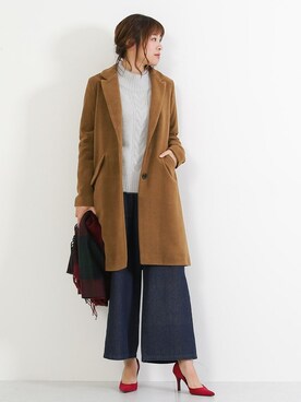 「フェザー」｜「アイテム（チェスターコート）」を使った、SocialGIRLさん（レディース・167cm）の冬コーディネート
