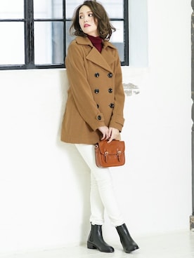 「outfit」｜「アイテム（ピーコート）」を使った、SocialGIRLさん（レディース・167cm）の冬コーディネート
