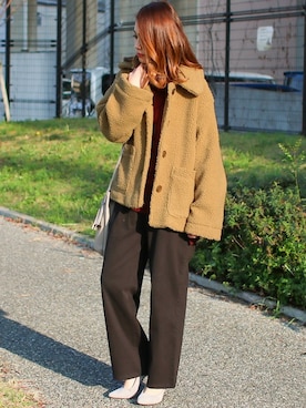 「ワイドシルエット」｜「アイテム（パンツ）」を使った、SocialGIRLさん（レディース・160cm）の冬コーディネート