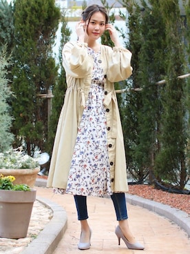 「アイテム（ワンピース/ドレス、ベージュ系）」を使った、SocialGIRLさん（レディース・167cm）の春コーディネート