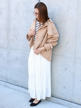 「アイテム（トレンチコート、ピンク系）」を使った、SocialGIRLさん（レディース・160cm）の春コーディネート