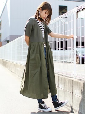 「アイテム（ワンピース/ドレス、グリーン系）」を使った、SocialGIRLさん（レディース・163cm）の春コーディネート