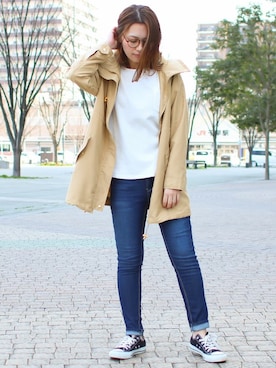 「アイテム（モッズコート）」を使った、SocialGIRLさん（レディース・160cm）の春コーディネート