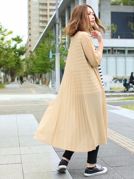 「プリーツ」｜「アイテム（シャツワンピース）」を使った、SocialGIRLさん（レディース・160cm）の夏コーディネート
