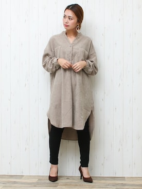 「シンプル」｜「アイテム（シャツワンピース）」を使った、SocialGIRLさん（レディース・160cm）の秋コーディネート