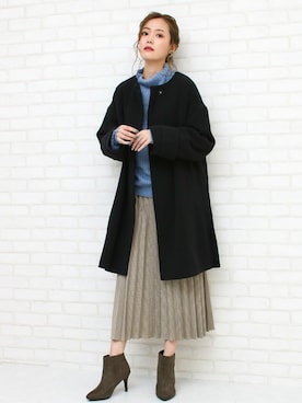 「スタッフセンバツ」｜「アイテム（ノーカラージャケット）」を使った、SocialGIRLさん（レディース・167cm）の冬コーディネート