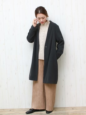 「アイテム（ノーカラージャケット、グレー系）」を使った、SocialGIRLさん（レディース・160cm）の冬コーディネート