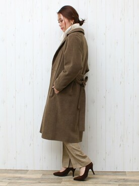 「スリットパンツ」｜「アイテム（チェスターコート）」を使った、SocialGIRLさん（レディース・160cm）の冬コーディネート