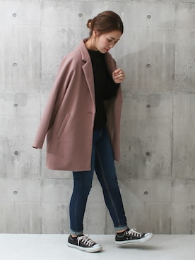 「アイテム（テーラードジャケット、パープル系）」を使った、SocialGIRLさん（レディース・160cm）の冬コーディネート