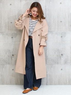 「アイテム（トレンチコート、ピンク系）」を使った、SocialGIRLさん（レディース・160cm）の冬コーディネート