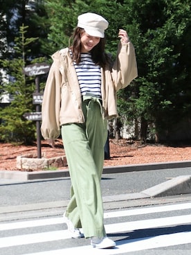 「ピスタチオ」｜「アイテム（マウンテンパーカー）」を使った、SocialGIRLさん（レディース・167cm）の春コーディネート