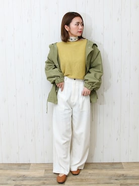 「ピスタチオ」｜「アイテム（マウンテンパーカー）」を使った、SocialGIRLさん（レディース・160cm）の春コーディネート
