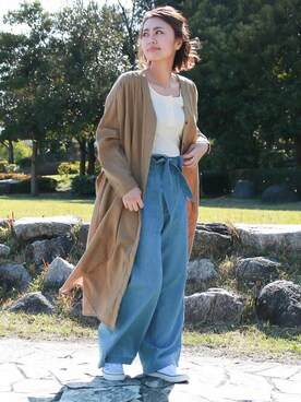 「アイテム（シャツワンピース、ブラウン系）」を使った、SocialGIRLさん（レディース・160cm）の夏コーディネート