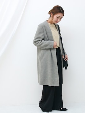 「アイテム（ノーカラージャケット、グレー系）」を使った、SocialGIRLさん（レディース・160cm）の秋コーディネート