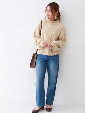 「ケーブル編み」｜SocialGIRLさん（レディース・160cm）の秋コーディネート