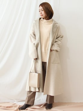 「オーバーコート」｜「アイテム（チェスターコート）」を使った、SocialGIRLさん（レディース・160cm）の秋コーディネート
