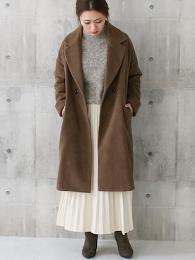 「オーバーコート」｜「アイテム（チェスターコート）」を使った、SocialGIRLさん（レディース・160cm）の秋コーディネート