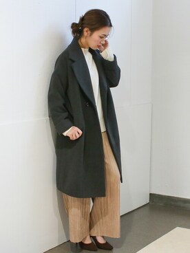 「プリーツ」｜「アイテム（チェスターコート）」を使った、SocialGIRLさん（レディース・160cm）の冬コーディネート