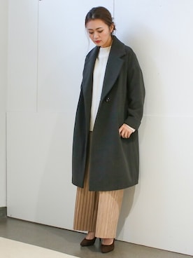 「プリーツ」｜「アイテム（チェスターコート）」を使った、SocialGIRLさん（レディース・160cm）の冬コーディネート