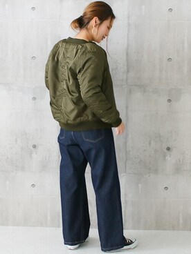 「ボア」｜「アイテム（MA-1）」を使った、SocialGIRLさん（レディース・160cm）の冬コーディネート