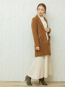 「チョコ色に染まれ」｜「アイテム（チェスターコート）」を使った、SocialGIRLさん（レディース・160cm）の冬コーディネート