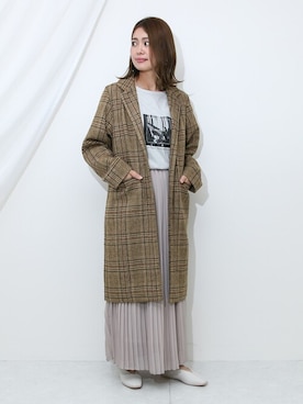 「チョコ色に染まれ」｜「アイテム（チェスターコート）」を使った、SocialGIRLさん（レディース・160cm）の冬コーディネート