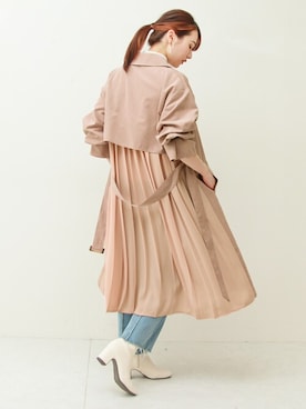 「アイテム（トレンチコート、ピンク系）」を使った、SocialGIRLさん（レディース・164cm）の春コーディネート