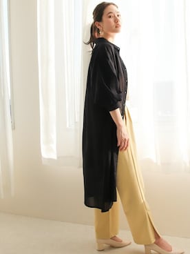 「アイテム（シャツワンピース、ブラック系）」を使った、SocialGIRLさん（レディース・164cm）の夏コーディネート
