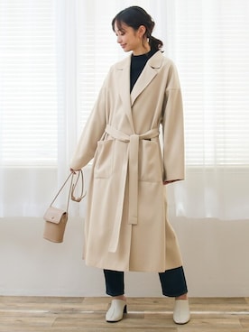 「ハイネックニット」｜「アイテム（チェスターコート）」を使った、SocialGIRLさん（レディース・169cm）の秋コーディネート