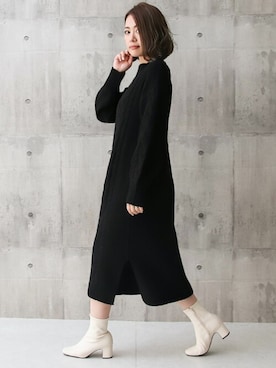 「モノクロコーデ」｜SocialGIRLさん（レディース・160cm）の冬コーディネート