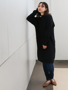 「スキニー」｜「アイテム（ノーカラーコート）」を使った、SocialGIRLさん（レディース・169cm）の冬コーディネート