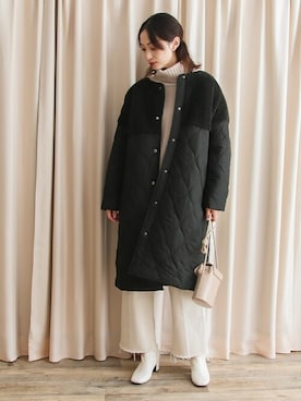 「アイテム（ノーカラーコート）」を使った、SocialGIRLさん（レディース・169cm）の冬コーディネート