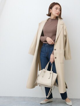 「リブニット」｜「アイテム（チェスターコート）」を使った、SocialGIRLさん（レディース・160cm）の冬コーディネート