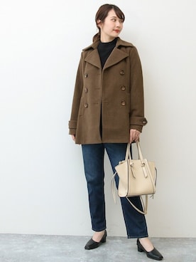 「アイテム（ピーコート、ブラウン系）」を使った、SocialGIRLさん（レディース・164cm）の冬コーディネート