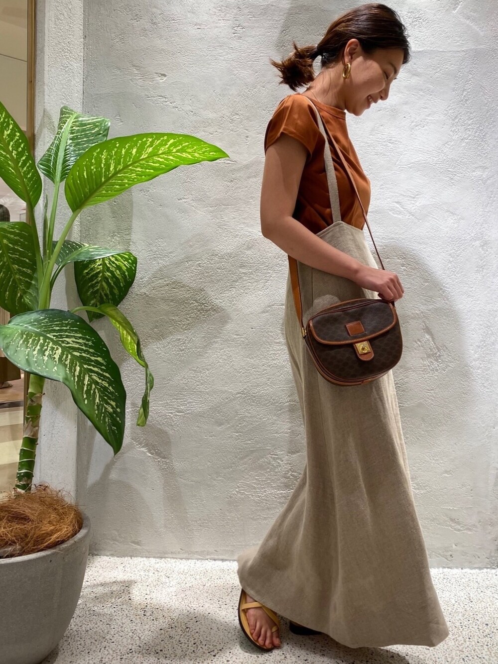 【美品】カレンソロジー　ベビーリネンハイウエストサロペットスカート 美品】カレンソロジー ベビーリネンハイウエストサロペット