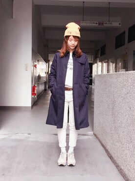「school」｜「アイテム（帽子）」を使った、FeiMaさん（レディース・158cm）の冬コーディネート