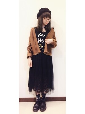 「LOVFEE（ラッフィ）のアイテム（ジャケット/アウター）」を使った、FeiMaさん（レディース・158cm）の春コーディネート