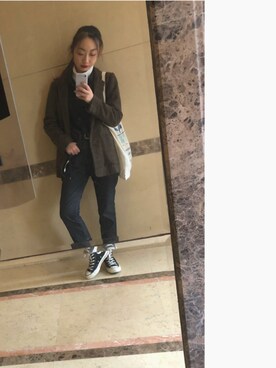 「redaiyeのアイテム（テーラードジャケット、ブラウン系）」を使った、蛇哥missingyouさん（レディース）の秋コーディネート