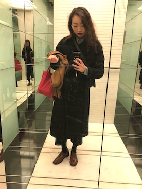 「Handmade（ハンドメイド）のアイテム（ダッフルコート、ブラック系）」を使った、蛇哥missingyouさん（レディース）の冬コーディネート