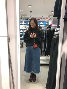 「MM6 Maison Martin Margiela_（エムエム 6 メゾン マルタン マルジェラ）のアイテム（ブーツ、レッド系）」を使った、蛇哥missingyouさん（レディース）の冬コーディネート