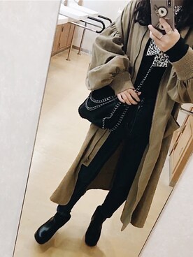「レオパードスカーフ」｜renaさん（レディース・151cm）の冬コーディネート