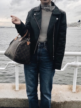 「ハイウエストストレートジーンズ」｜renaさん（レディース・151cm）の春コーディネート