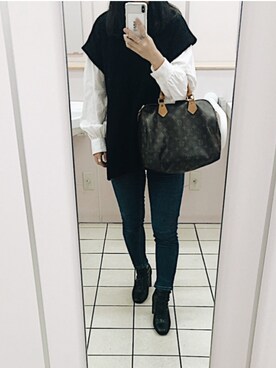 「LOWRYS FARM（ローリーズファーム）のストレッチヒールブーツ　851418（ブーツ）」を使った、renaさん（レディース・151cm）の秋コーディネート