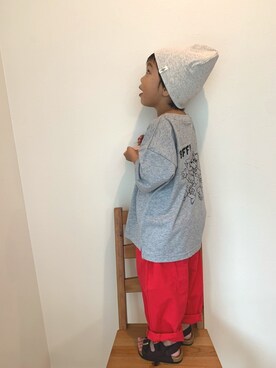 「H&M（エイチ・アンド・エム）のアイテム（ハット、グレー系）」を使った、DAIYA⭐︎REMIさん（キッズ・100cm）の春コーディネート