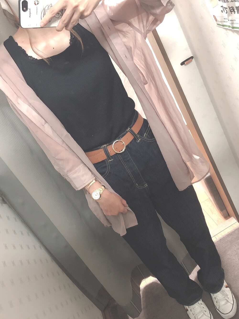 「Honeysのアイテム（タンクトップ、ブラック系）」を使った、riorio0116さん（レディース・161cm）の夏コーディネートの1枚目の写真