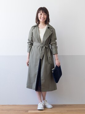 「NATURAL BEAUTY BASIC（ナチュラルビューティーベーシック）のアイテム（トレンチコート）」を使った、NBB STAFF17さん（レディース・160cm）の夏コーディネート
