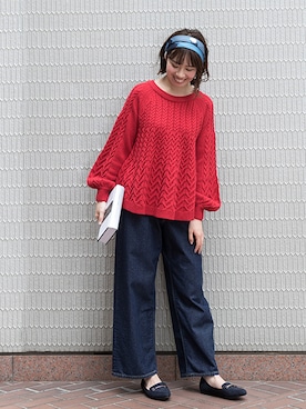 「NATURAL BEAUTY BASIC（ナチュラルビューティーベーシック）のアイテム（ストール/ショール）」を使った、NBB STAFF17さん（レディース・160cm）の秋コーディネート