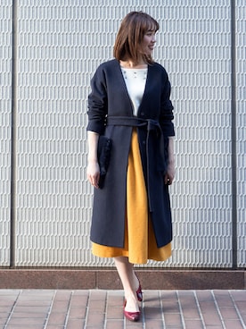 「NATURAL BEAUTY BASIC（ナチュラルビューティーベーシック）のアイテム（その他アウター）」を使った、NBB STAFF17さん（レディース・160cm）の冬コーディネート