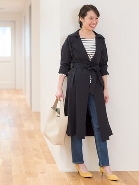 「NATURAL BEAUTY BASIC（ナチュラルビューティーベーシック）のアイテム（トレンチコート）」を使った、NBB STAFF17さん（レディース・160cm）の冬コーディネート
